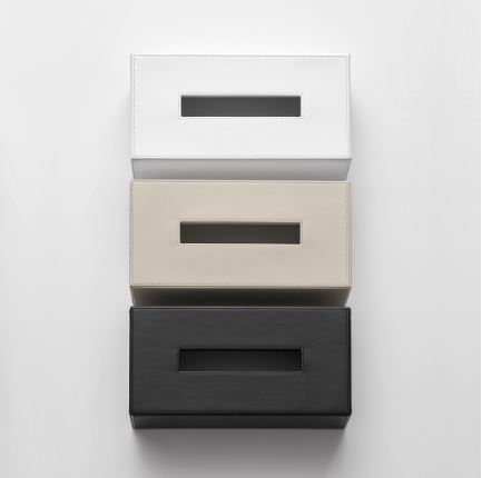 BROWNIE KB 40 moisture-resistant faux leather tissue box – white, black, sand beige, taupe