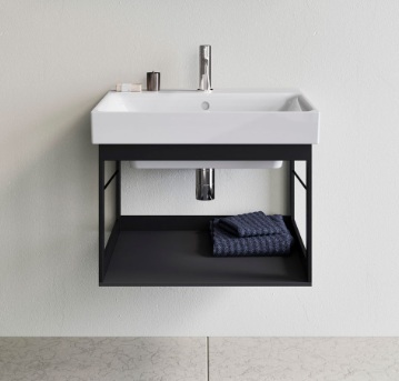 MSN6028 aluminum washbasin shelf with towel rails, wall-mounted installation, 56x48xh-37,5cm- matte black (matching washbasins 8635111, 9631111 to be ordered separately)