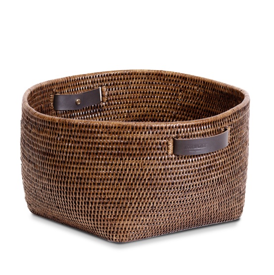BASKET KORB multifunktsionaalne rotangist korv, 470x440xh-230mm- hele rotang, tume rotang/tumepruunid sangad