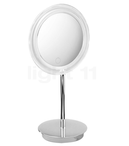 BS 15 TOUCH LED kosmeetikapeegel, 5x, ON-OFF puutetundlik lüliti, patareitoide- kroom/akrüül