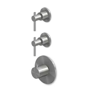 HELM ZHL660.X+R97821 termostaadaida dušisegisti, 2 kinni-lahti nuppu, AISI 316L- 6 viimistlust 3 variandis: harjatud sile, harjatud vertikaalne muster, harjatud diagonaalmuster