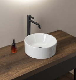 943511 KUBE-X countertop washbasin diam-320xh-120mm, Extraglaze glaze - glossy white, matte finishes: agave green, black, vintage rose, light gray, light beige, ice blue, dove gray, white