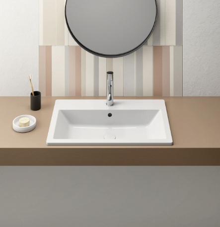 943311 KUBE-X recessed washbasin 580x400mm, Extraglaze glaze - glossy white