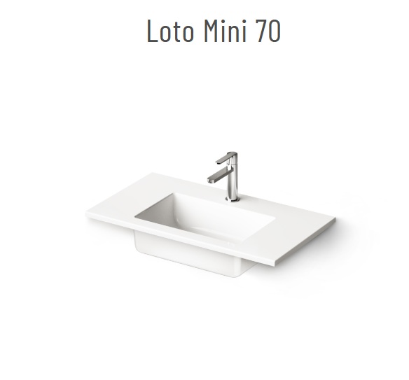 LOTO MINI 70 valamu mööblile või seinale, 700x400xh-18/160mm, CastStone läikivad viimistlused