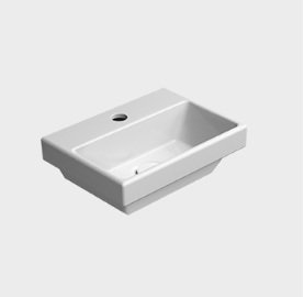 8650111 NORM washbasin, wall-mounted or undermount, 350x260mm, Extraglaze glaze - glossy white