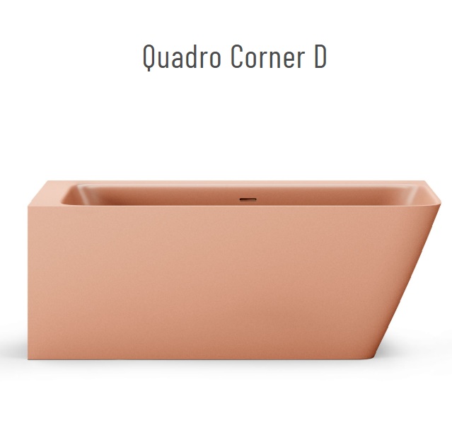 QUADRO CORNER D vann 1600x750xh-600mm, sobib nurka, CastStone läikivad viimistlused- valge, clay/terrakota, fog/hallikasroheline