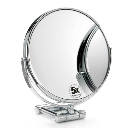 SPT 50 cosmetic mirror 5x/1x, 7x/1x, 10x/1x, kokkupandav and swiveling- chrome, matte black