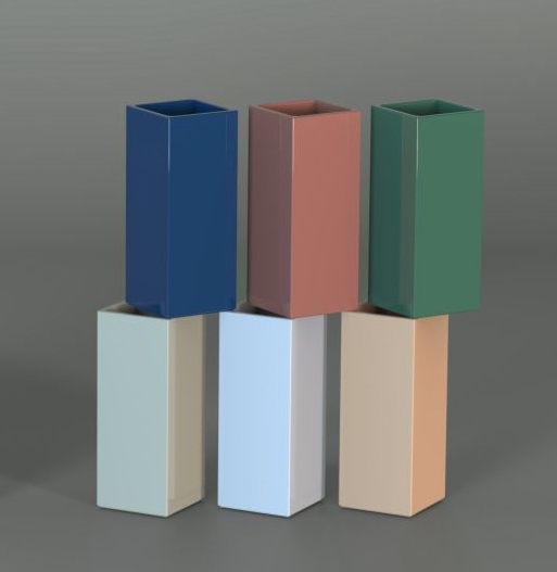 VASE VA12 keraamiline vaas 120x120xh-300mm – värvid avana, azzurro polvere, verde giada, terracota, topazio, smeraldo