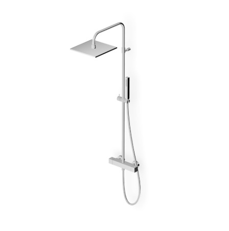 ZT8789 termostaatsgisti peadušiga 250x250x8mm ja metallist käsidušiga- 10 läikivat ja harjatud viimistlust